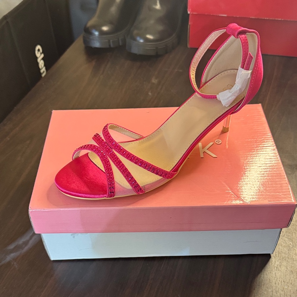 Allegra K Fuchsia Strappy Heels